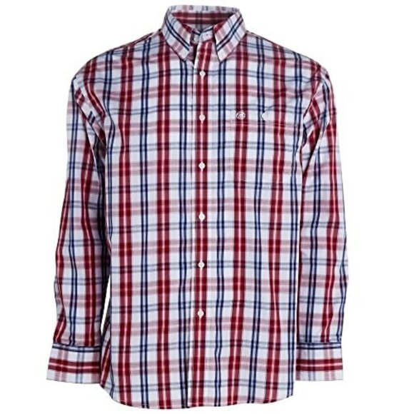 Wrangler Men's Long Sleeve Relaxed Fit Plaid Button Up Shirt - Picture 1 of 3